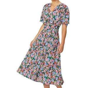 Anthea Crawford Floral V-Neck Midi Dress